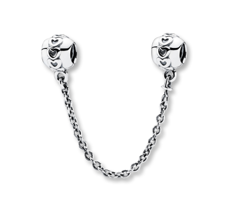 pandora silver heart safety chain