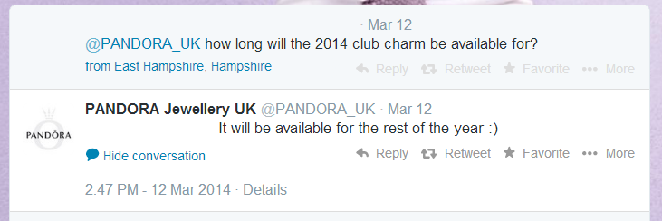pandora club charm availability