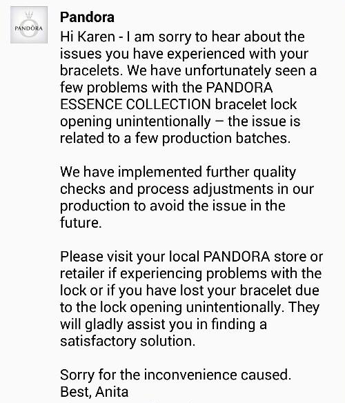 pandora essence bracelet issues