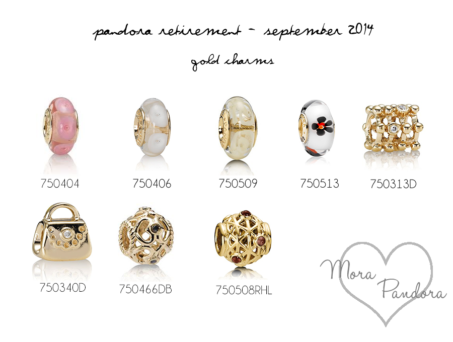 pandora retirement september 2014 gold charms